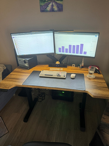 Компьютерный стол Маркос с механизмом подъема 140х80х75 белый / вотан дуб фото покупателя 43