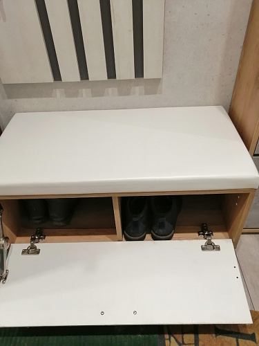 Обувница Эго Об-1 на ножках бетон светлый / белый глянец фото покупателя 2