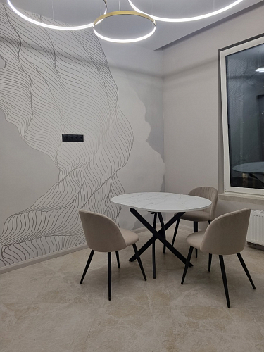 Стул на металлокаркасе Gabi 1 light blue / black / gold фото покупателя 388