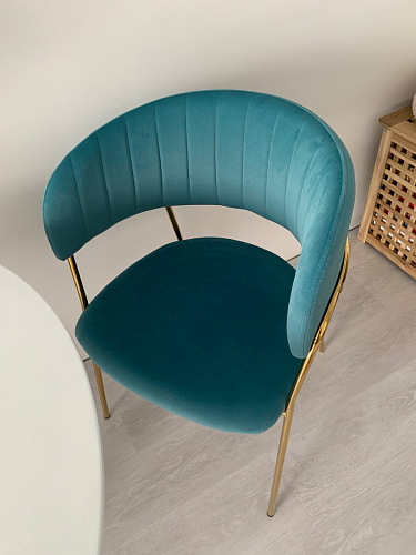 Стул на металлокаркасе Kamelia голубой / голубой / золотой фото покупателя 33