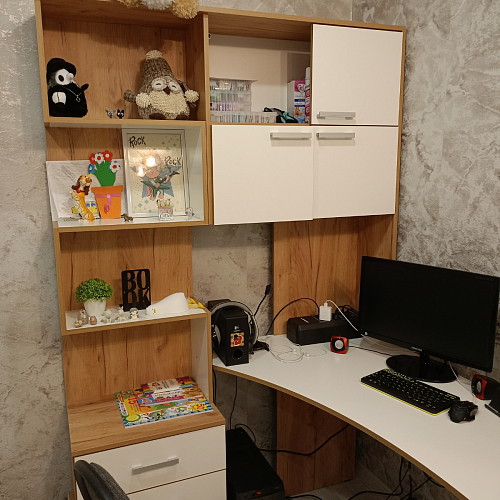 Компьютерный стол Ганор левый дуб вотан / белый  - Уцененный экземпляр фото покупателя 16