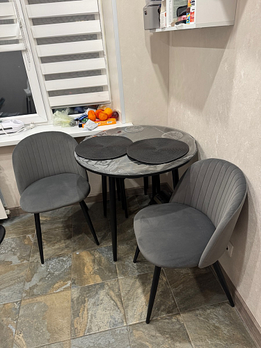 Стул на металлокаркасе Gabi 1 light blue / black / gold фото покупателя 541