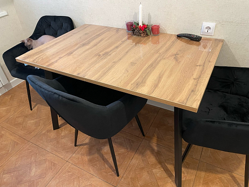 Деревянный стол Колон Лофт 120(160) х 75 черный матовый / бетон фото покупателя 76