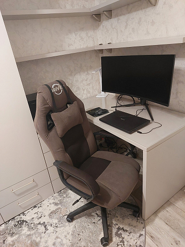 Компьютерное кресло Driver/Драйвер кожзам черный / ткань синий фото покупателя 29