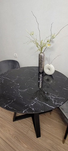 Стеклянный стол Норфолк 100 золото фото покупателя 45