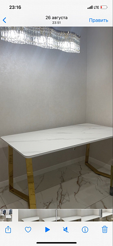 Керамический стол Селена 1 140х80 черный мрамор / золото фото покупателя 3