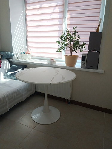 Стол Тулип 90х73 дуб вотан / белый фото покупателя 14