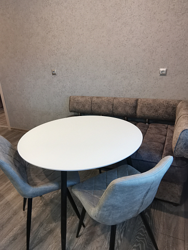 Стеклянный стол Анселм белый / черные ноги фото покупателя 3