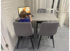 Деревянный стол Лота Лофт 120(160)х75 черный матовый / бетон светлый фото покупателя 776