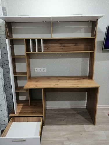 Письменный стол Лайт 03.243 дуб золотой (craft) / белый премиум фото покупателя 8