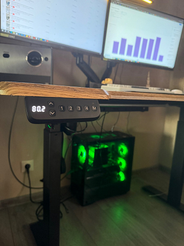 Компьютерный стол Маркос с механизмом подъема 140х80х75 орех кантри / белый фото покупателя 42