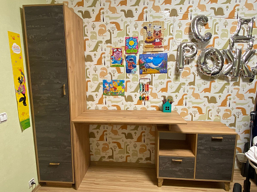 Письменный стол Эго Ст-2 на ножках дуб крафт золотой / камень темный фото покупателя 4