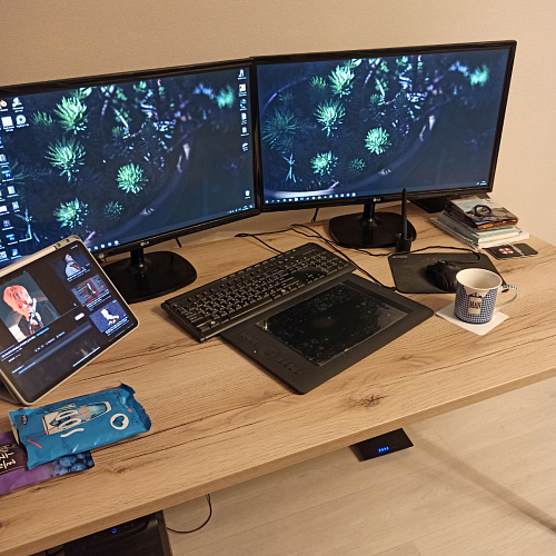 Стол Тринити Лофт 120 32 мм бетон / черный матовый фото покупателя 531