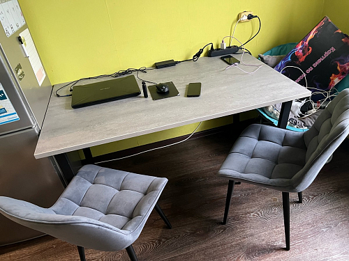 Стол Лота Лофт 140 25 мм черный матовый / бетон фото покупателя 673