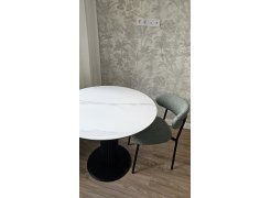 Стеклянный стол Кэмерон 110х110х75 серый / черный фото покупателя 6