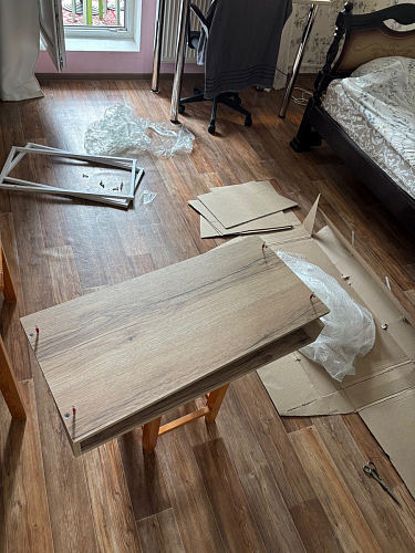 Письменный стол Лео Лофт черный матовый / дуб делано темный фото покупателя 22