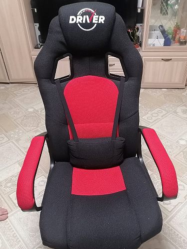 Компьютерное кресло Driver/Драйвер кожзам черный / ткань синий фото покупателя 83