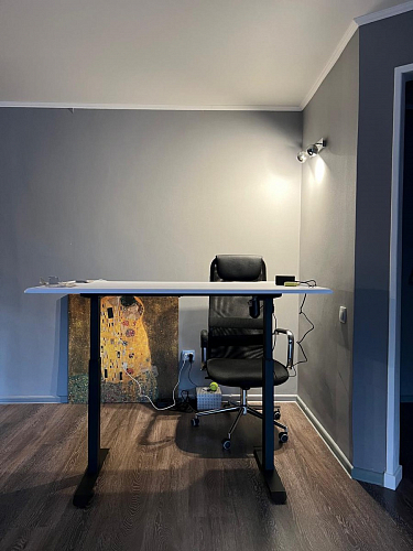 Компьютерный стол Маркос 140х80 голубой / черный фото покупателя 26