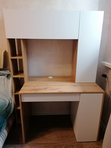 Письменный стол Комфорт 12.71 дуб золотой craft / белая аляска  - Уцененный экземпляр фото покупателя 32