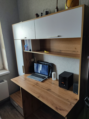 Письменный стол Лайт 03.243 дуб золотой (craft) / белый премиум фото покупателя 17