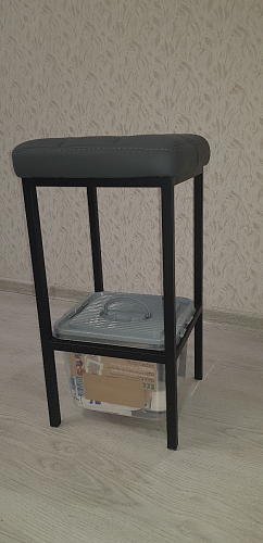 Барный стул Лофт кожзам темно-серый / черный матовый фото покупателя 72