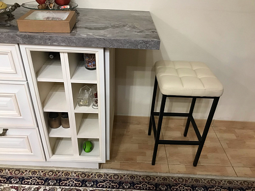 Барный стул Лофт кожзам темно-серый / черный матовый фото покупателя 45