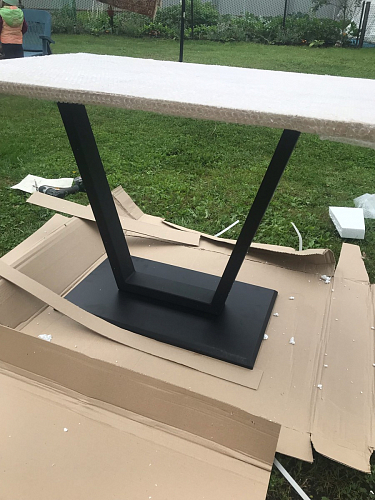 Стол на тумбе Мичиган Лофт 110х70 25 мм дуб делано темный / черный матовый фото покупателя 3