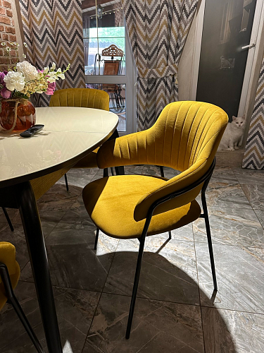 Стул на металлокаркасе Инклес желтый / черный глянец фото покупателя 25