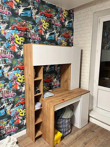 Письменный стол Комфорт 12.71 дуб золотой craft / белая аляска  - Уцененный экземпляр фото покупателя 14