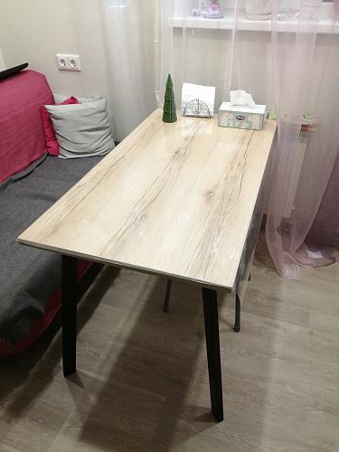 Стол Тринити Лофт 120 25 мм черный матовый / дуб делано светлый фото покупателя 7