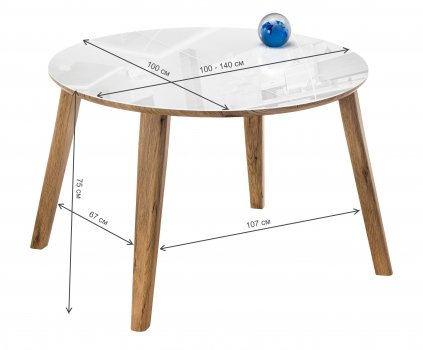 Стеклянный стол Семвэлл белый / дуб монтана