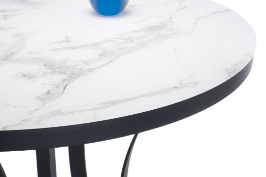 Стеклянный стол Нейтон белый мрамор / графит