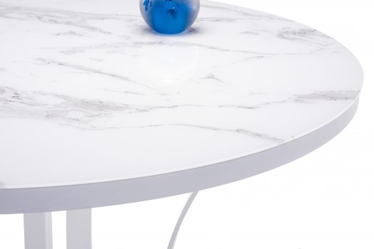 Стеклянный стол Нейтон белый мрамор / белый