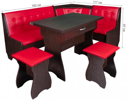 Кухонный уголок Смак-3 венге / кожзам красный