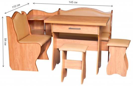 Кухонный уголок Смак-1 ольха / кожзам персик