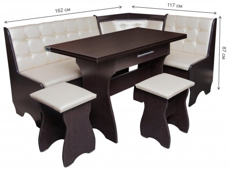 Кухонный уголок Смак-6 дуб / кожзам бежевый / коричневый