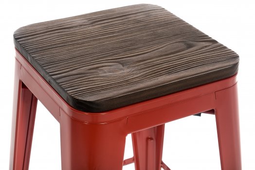 Барный стул Tolix Bar wood CColl T-2103B-26 red / brown walnut